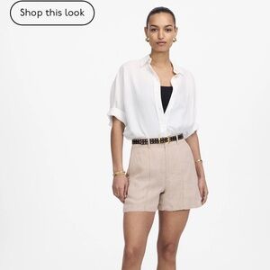 NWT Madewell Pintucked Shorts in 100% Linen, Oat, Size 6